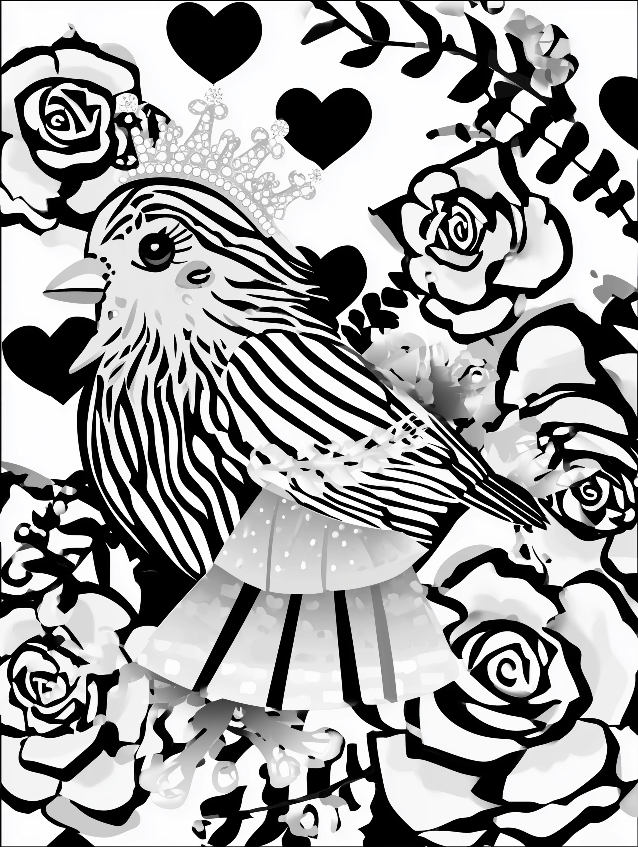 Free printable bird coloring page for adults featuring a pretty bird looking left